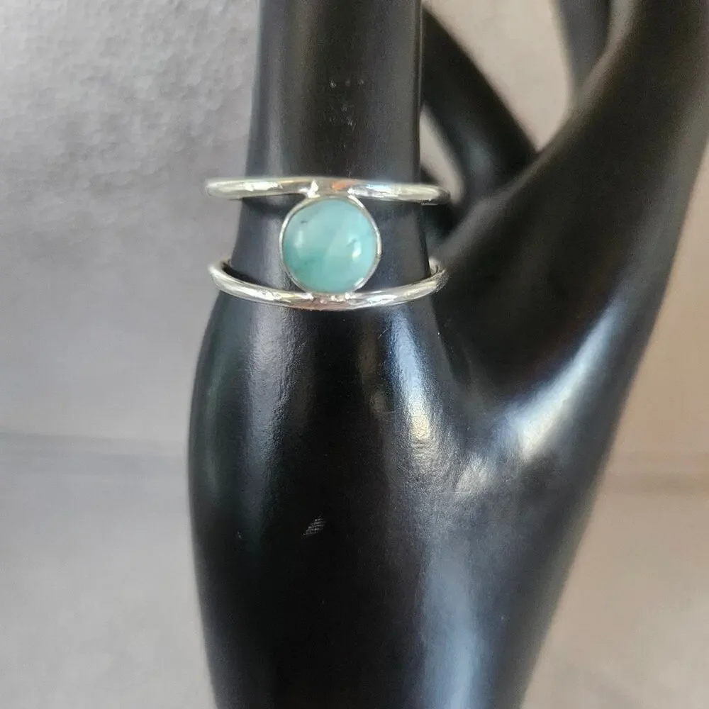 Larimar Ring Sterling Silver 925 Stamped Sz 11.5